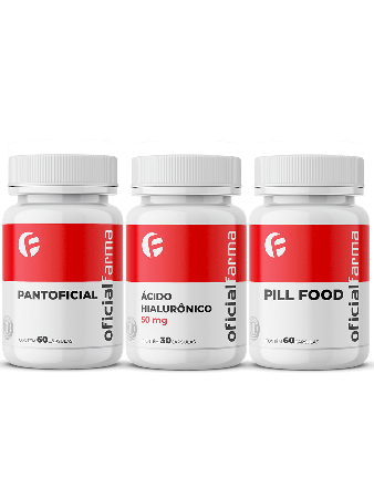 Pantoficial 60 Cápsulas + Pill Food 60 Cápsulas + Ácido Hialurônico 50mg 60 Cápsulas 