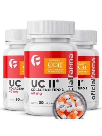 3 Uc II® 40Mg 30 Cápsulas (Colágeno Tipo 2) Com Selo de Autenticidade