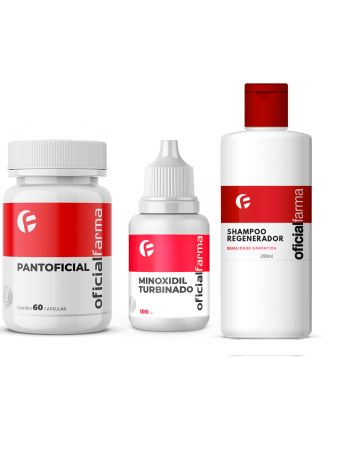 Pantoficial 60 Cáps + Minoxidil Turbinado 100ml + Shampoo Regenerador 200ml