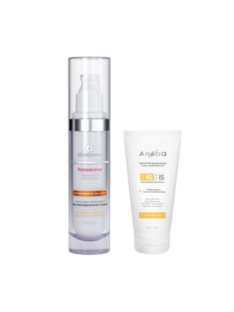 Nanoderme Vitamina C + Ferúlico + Protetor Solar Clareador Facial FPS 45 50g